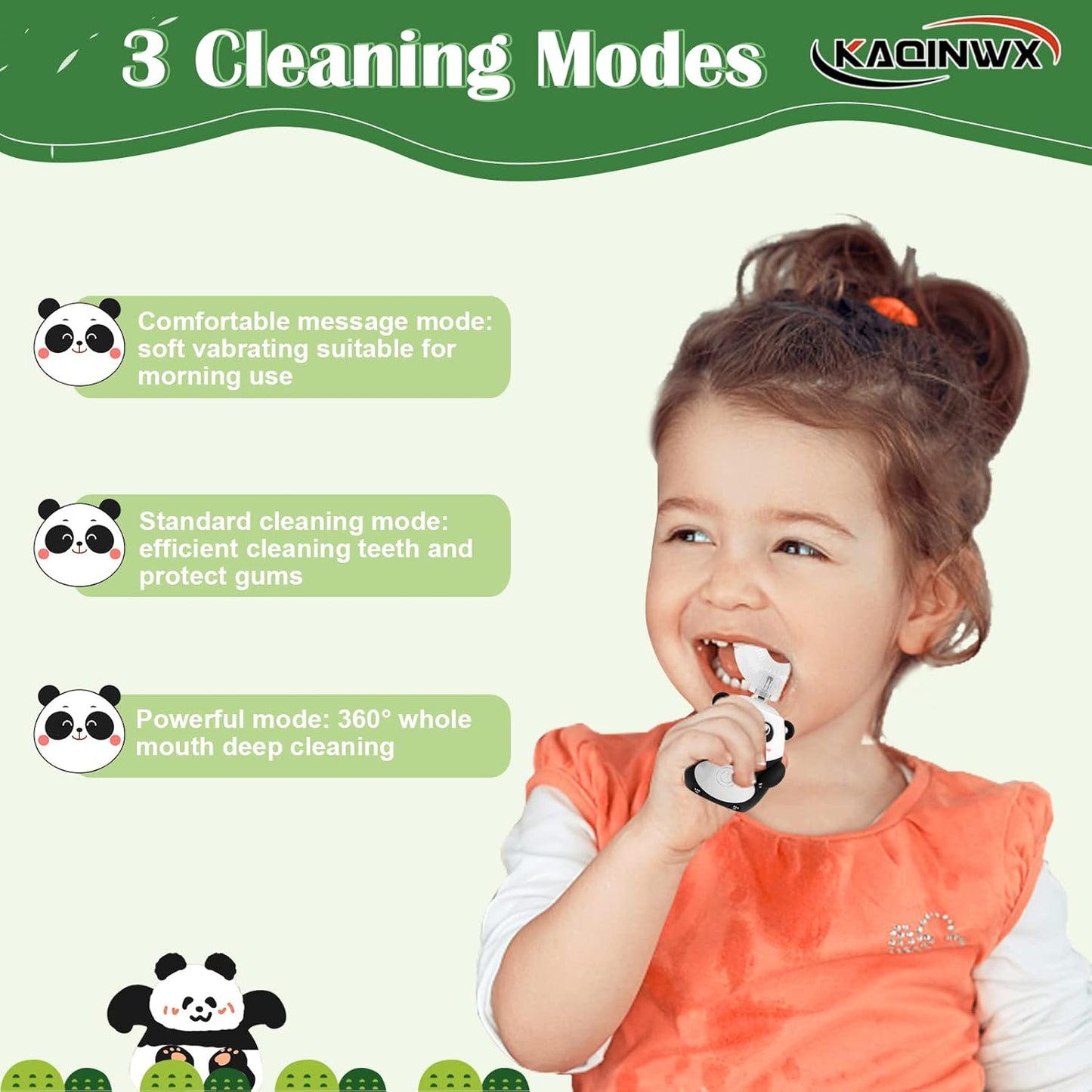 Kids U Shaped Electric Toothbrush for Age 2-12, Rechargeable Toddler Toothbrush with Smart Timer &