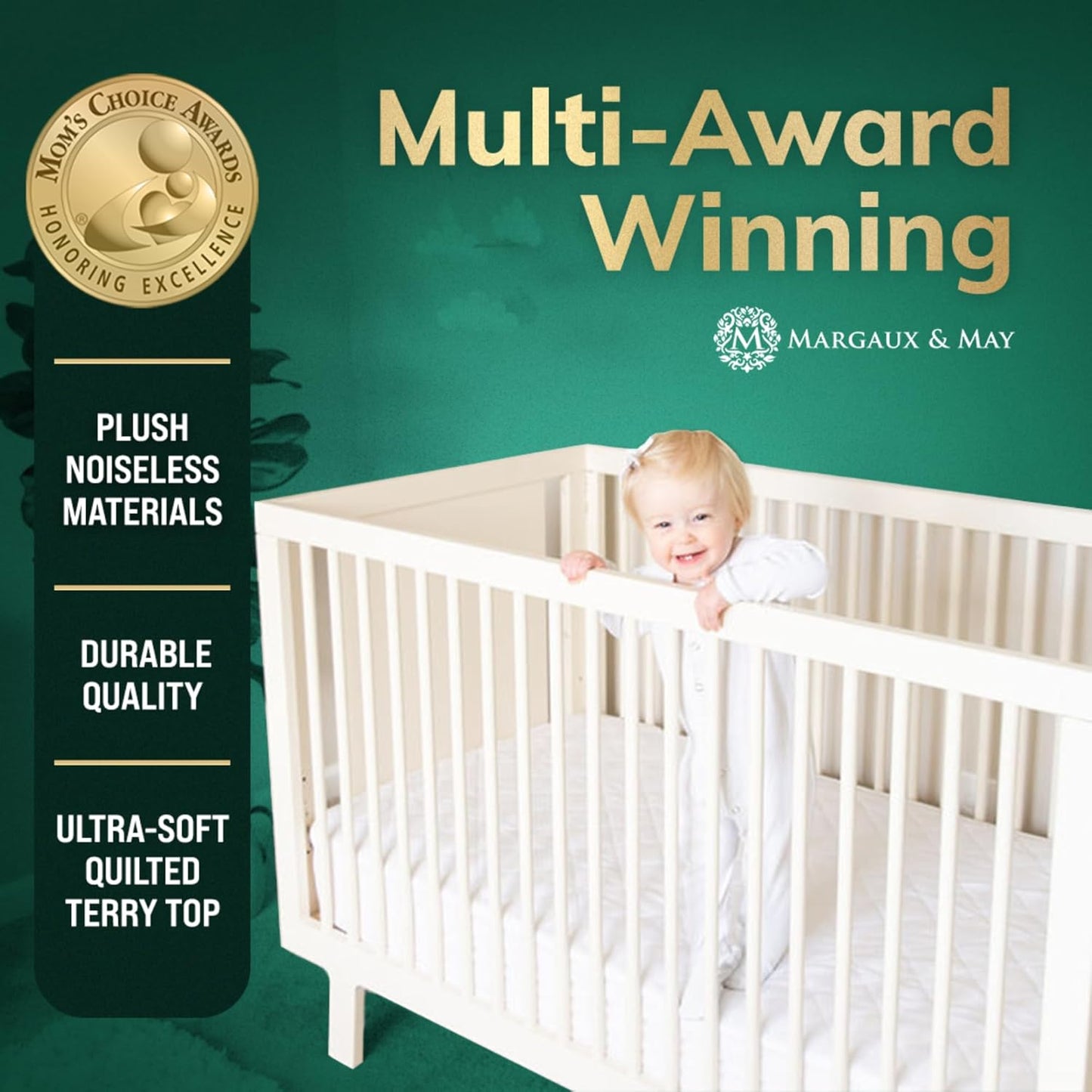 Crib Mattress Protector Pad - Ultra-Soft Waterproof Breathable Premium Bamboo Rayon - Noiseless