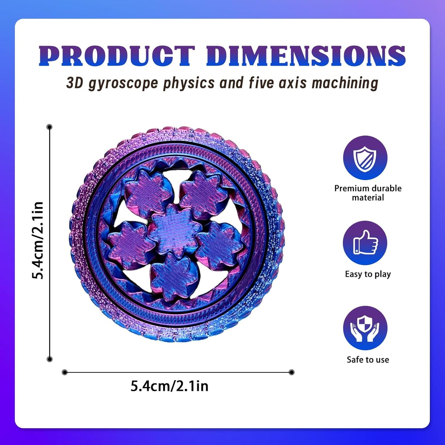 2-Pack 3D Printed Fidget Spinners for Kids & Adults - Stress Relief Toys for ADHD, Anxiety & Sensory Needs | Quiet Office Desk Toy & Party Favors - Birthday Goodie Bag Fillers for Kids