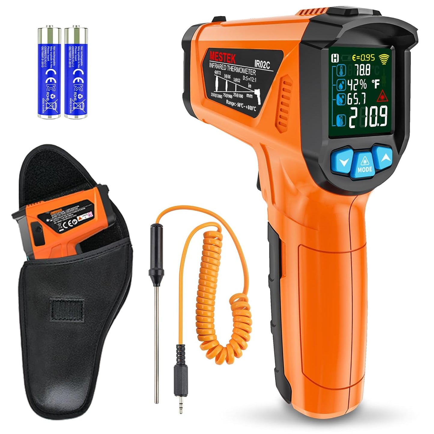 MESTEK Infrared Thermometer Gun, Non Contact Digital Laser Thermometer Temperature Gun with Color