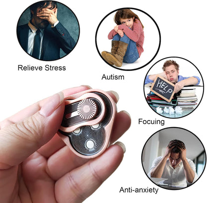 Metal Fidget Slider,Triangle Rotation Metal Fidget Toys, Clover Shape EDC Adult Toys ,Fidget Toys Adults for Stress and Anxiety Relief，ADHD Fidget Toys Adults Suitable for Office (Bronze)