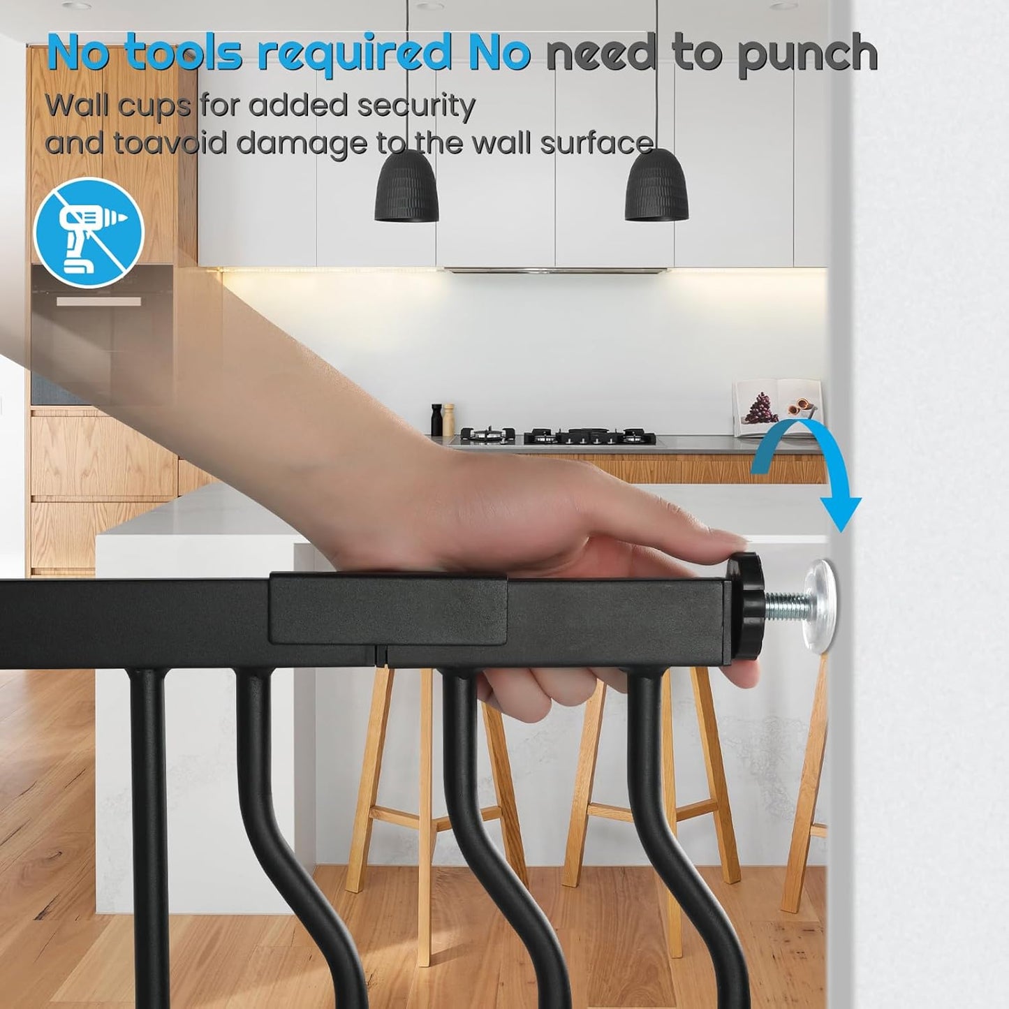 Extra Wide Baby Gate for Stairs Doorways with door, 30" Tall 66.5-75.8" Wide Easy Install Dog Gate indoor, Safety Metal Pressure Mounted Pet Gate with Walk-Thru Auto Close for the House, Black