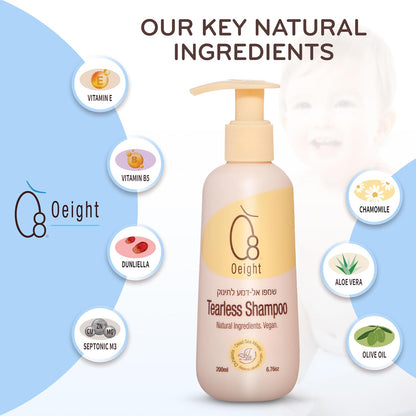 Oeight Tearless Baby Shampoo, Hypoallergenic & Dermatologically Tested Baby Shampoo, 100% Natural
