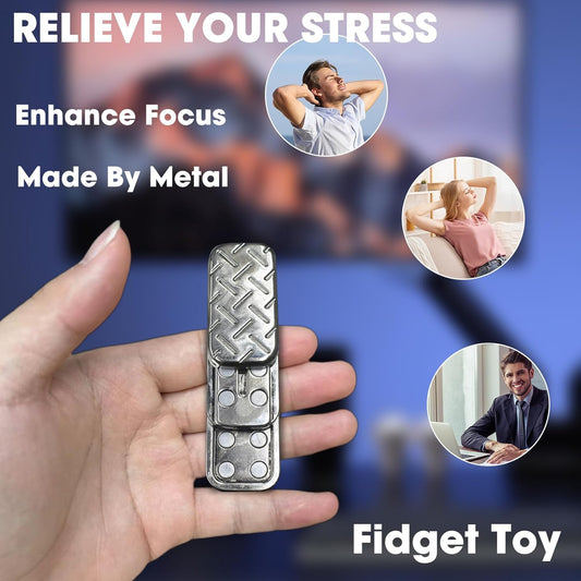 Fidget Slider 3 Layer EDC Metal Magnetic Fidget Toys Adults, Desk Toys Gift for Stress Relief (Silver)