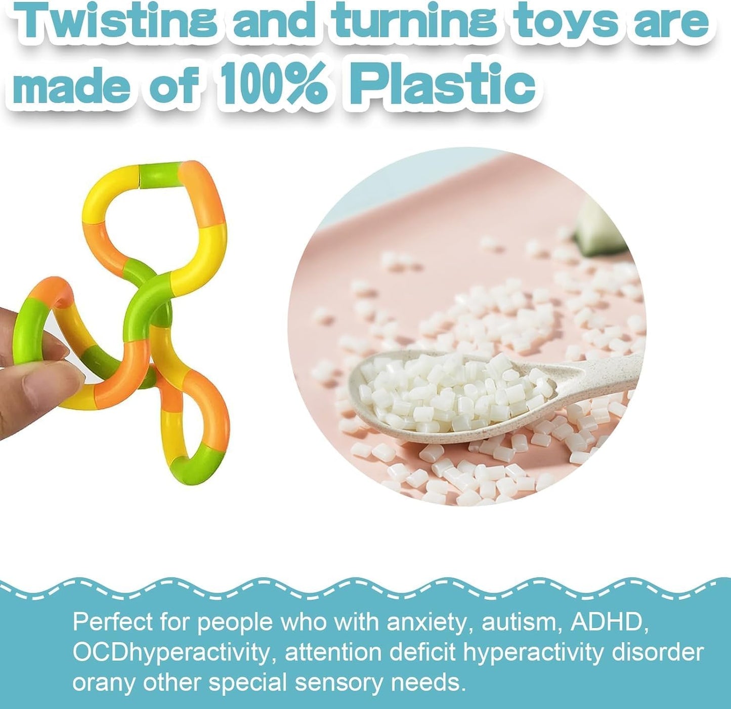 24PCS Random Multicolored Quiet Fidgets Toys for Unique Fidget Experience, Anti Anxiety Sensory Toys Combine into New Shapes,Brain Imagination Tools,Party Supplies