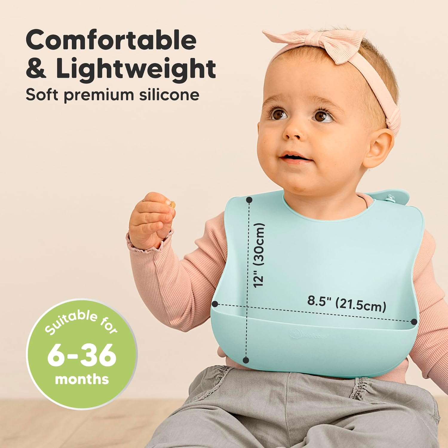 KeaBabies 2-Pack Silicone Baby Bibs for Eating - Sturdy Food-Grade Silicone Bibs for Babies Girl