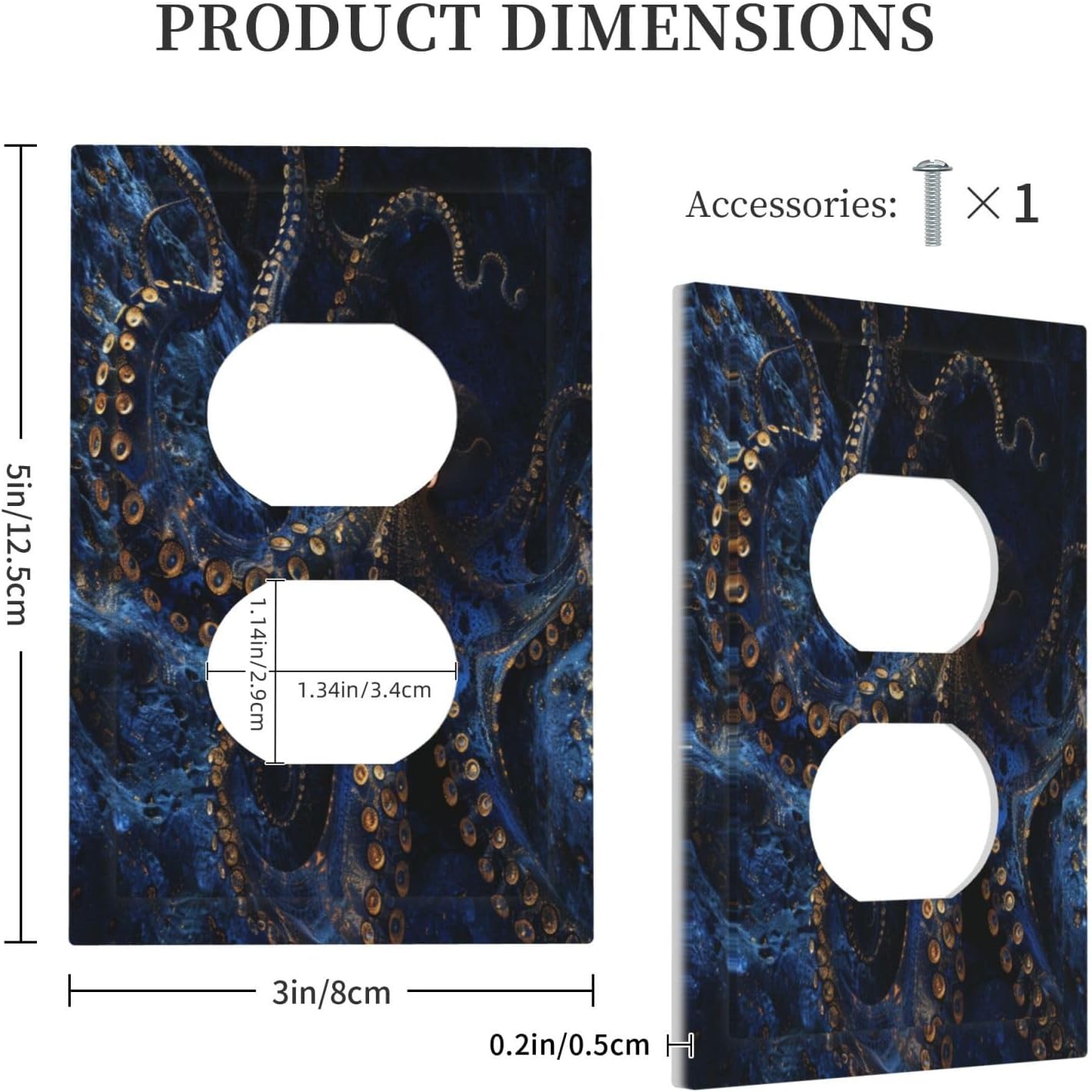 Decorative Outlet Covers Horror Night Blue Ocean Evil Octopus 1 Gang Duplex Light Switch Cover Plate Wall Plates for Electrical Outlets Switchplate Faceplate for Bathroom Home Decor