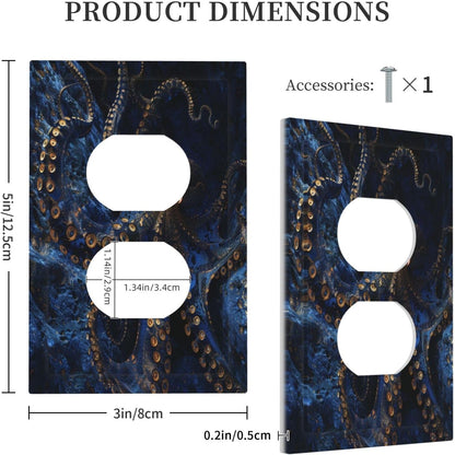 Decorative Outlet Covers Horror Night Blue Ocean Evil Octopus 1 Gang Duplex Light Switch Cover Plate Wall Plates for Electrical Outlets Switchplate Faceplate for Bathroom Home Decor