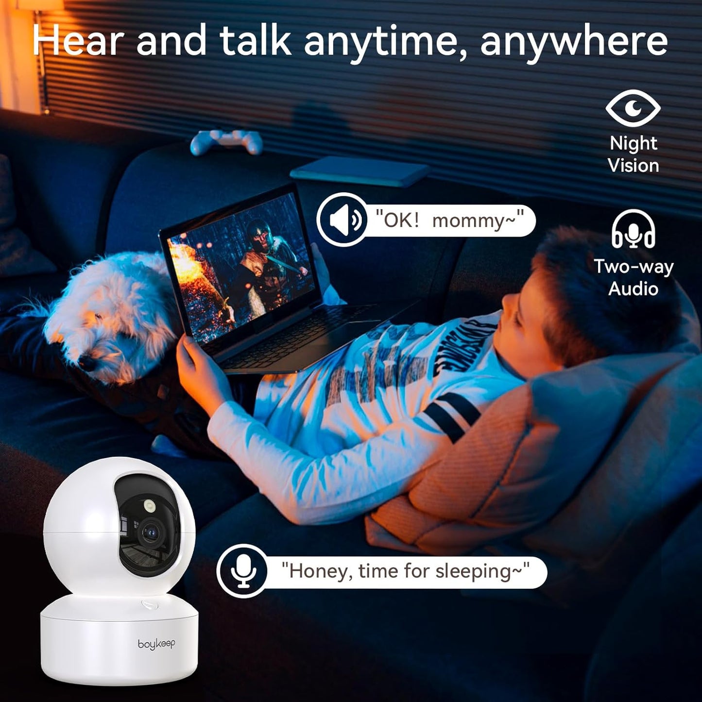 Indoor Camera - 2K Pet Camera, 5G/2.4GHz WiFi Cam for Baby Monitor with Phone App, 360° Pan & Tilt, 2-Way Audio, Color Night Vision, New for 2025 with 12s Free Cloud Storage