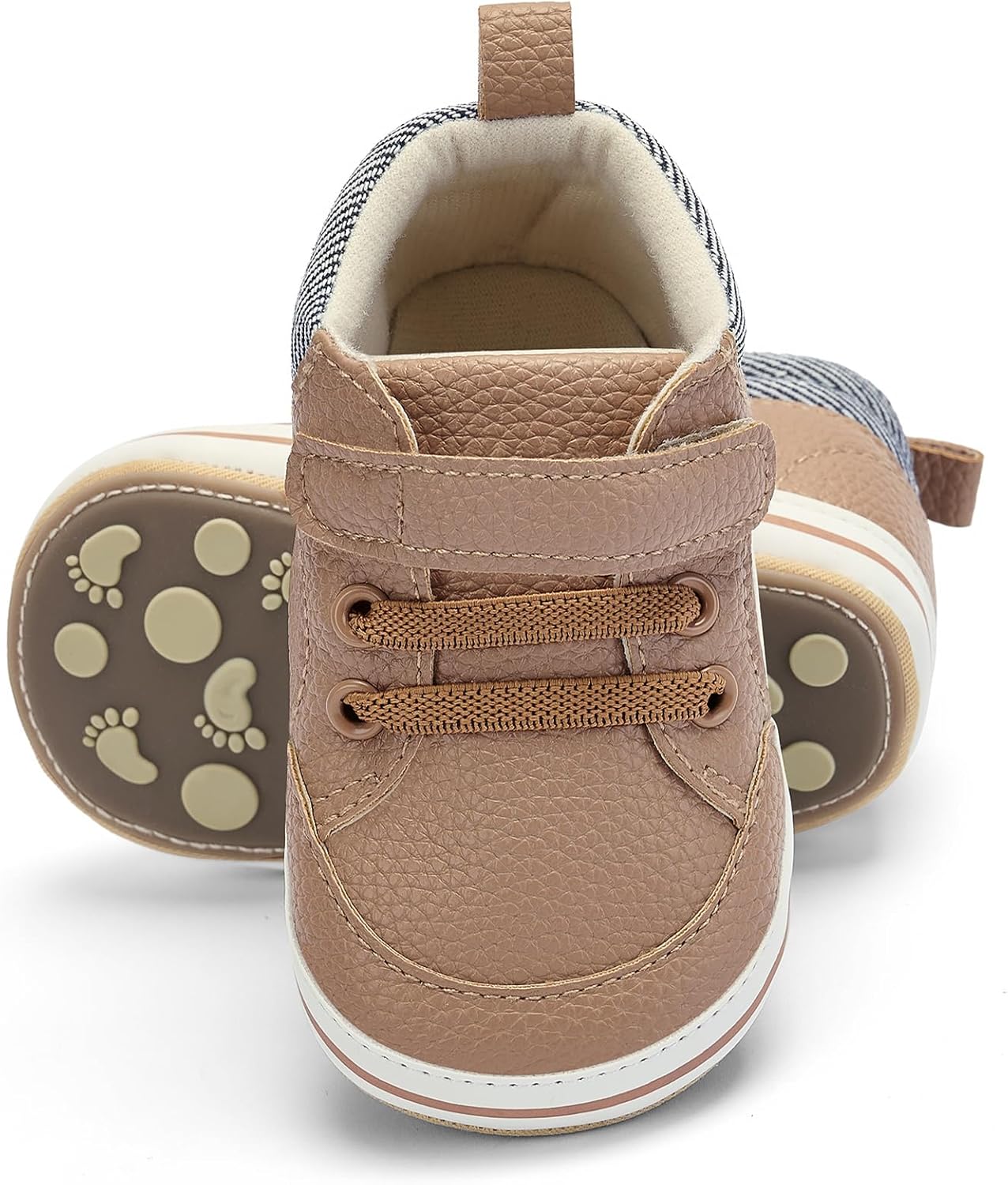 Baby Boys Girls Non-Slip Rubber Sole High-Top PU Leather Infant Sneakers Toddler Crib First Walker Shoes