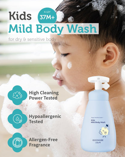 Kids' Mild Body Wash - Korean Kids Body Cleanser - Hydrating & Refreshing Low pH Soft Bubble