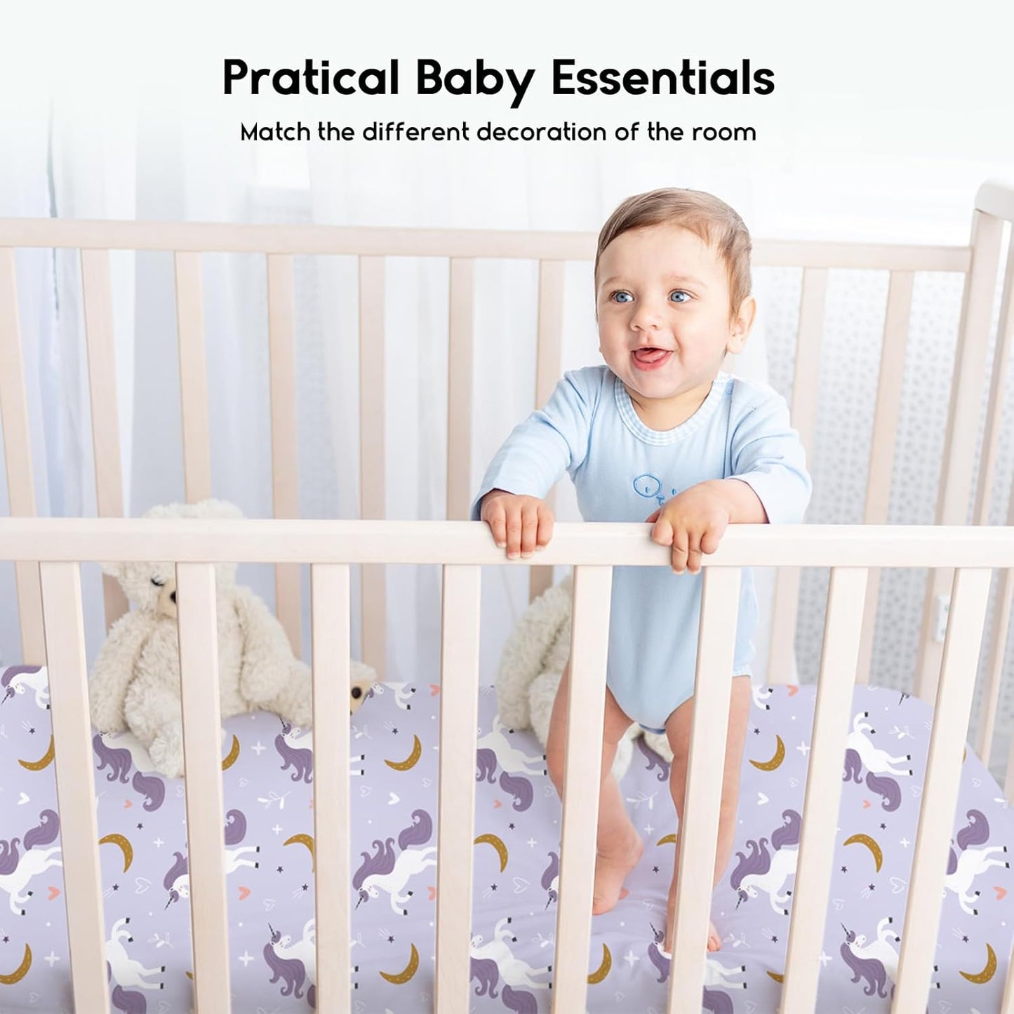 Yoofoss Baby Crib Sheets for Boys Girls, Fitted Crib Sheet 2 Pack for Standard Crib and Toddler