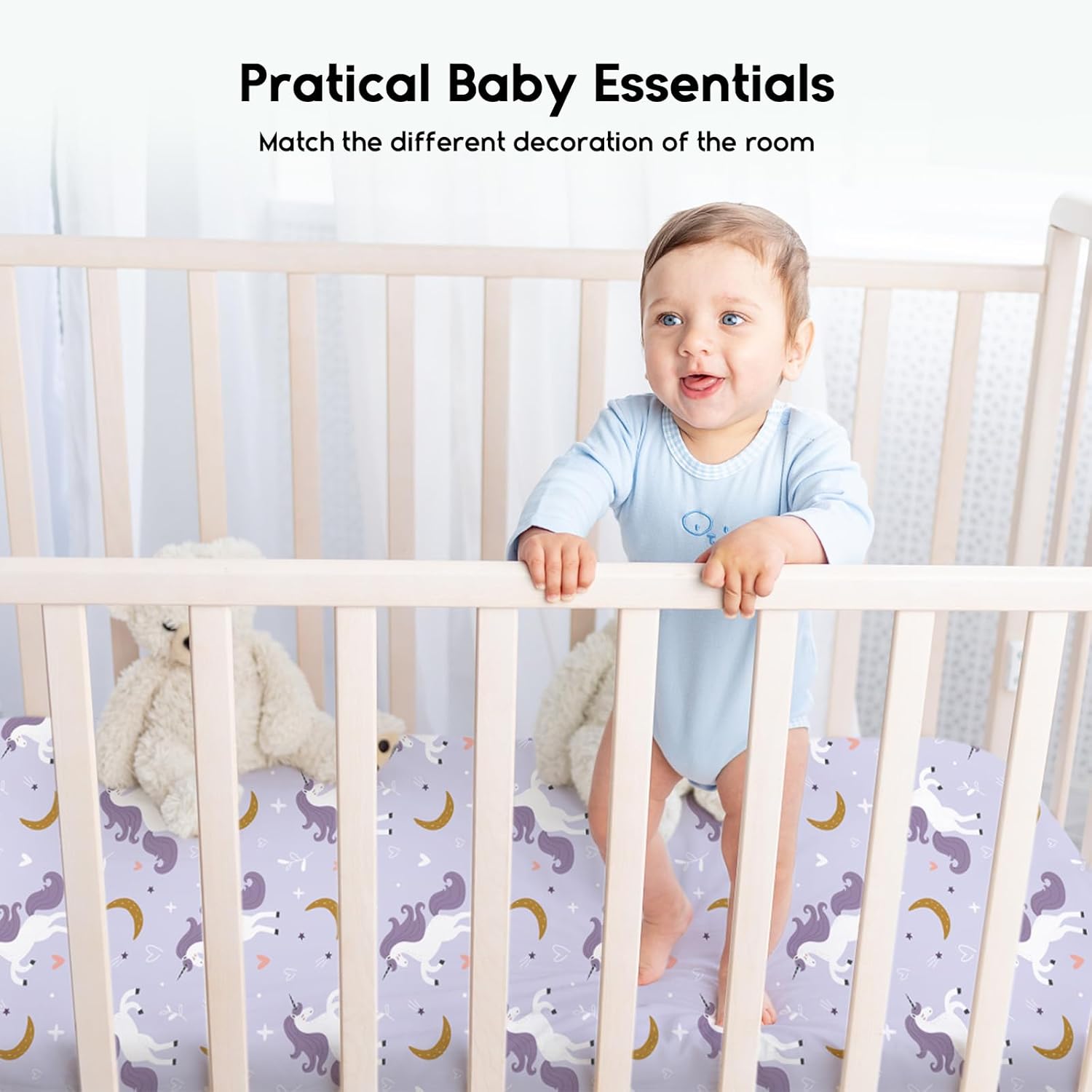 Yoofoss Baby Crib Sheets for Boys Girls, Fitted Crib Sheet 2 Pack for Standard Crib and Toddler