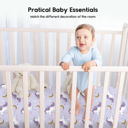 Yoofoss Baby Crib Sheets for Boys Girls, Fitted Crib Sheet 2 Pack for Standard Crib and Toddler