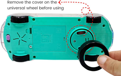 Light Up Transparent Sensory Car - Fun and Interactive Toy for Kids- Music Car with LED Light Up - Colorful Moving Gears -Tummy Time Crawling Baby Toy -Birthday Gift Idea for Boys & Girls
