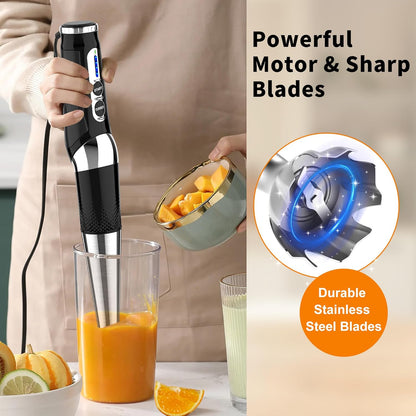 Immersion Blender Handheld, 3-Angle Adjustable with 21-Speed Electric Hand Emulsion Stick Blender
