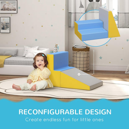 Soozier 2 Piece Climb and Crawl Activity Play Set, Soft Secure Foam Playset for Toddler, Preschooler, Indoor Play, Baby Learning Toys, Contemporary