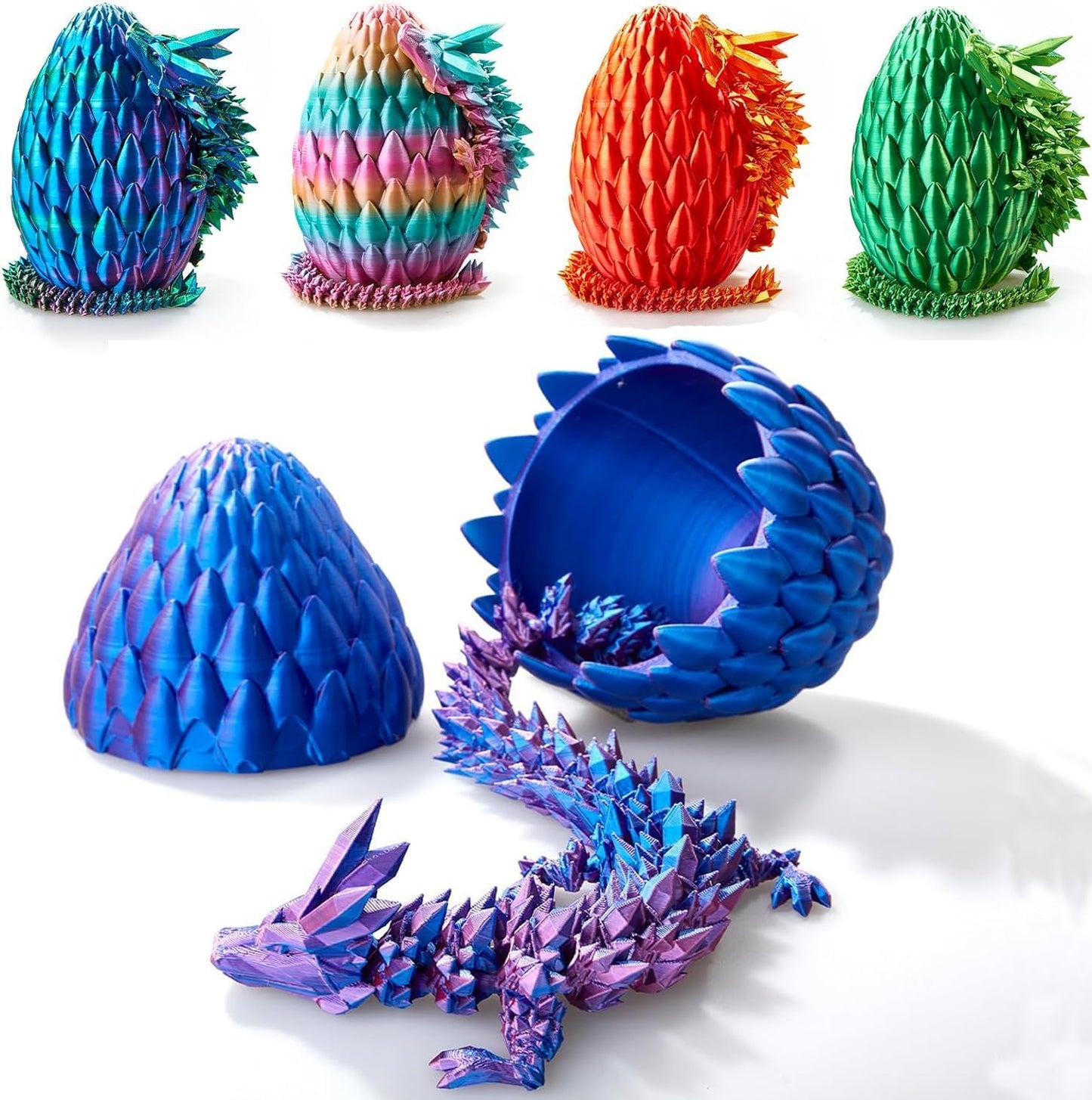 12inch 3D Printed Dragon Egg,Mystery Crystal Dragon Fidget Toys,Articulated Dragon,Home Desk Decor Easter Surprise Dinosaur Eggs,Adults Fidget Toys for Autism/ADHD (Laser Purple)