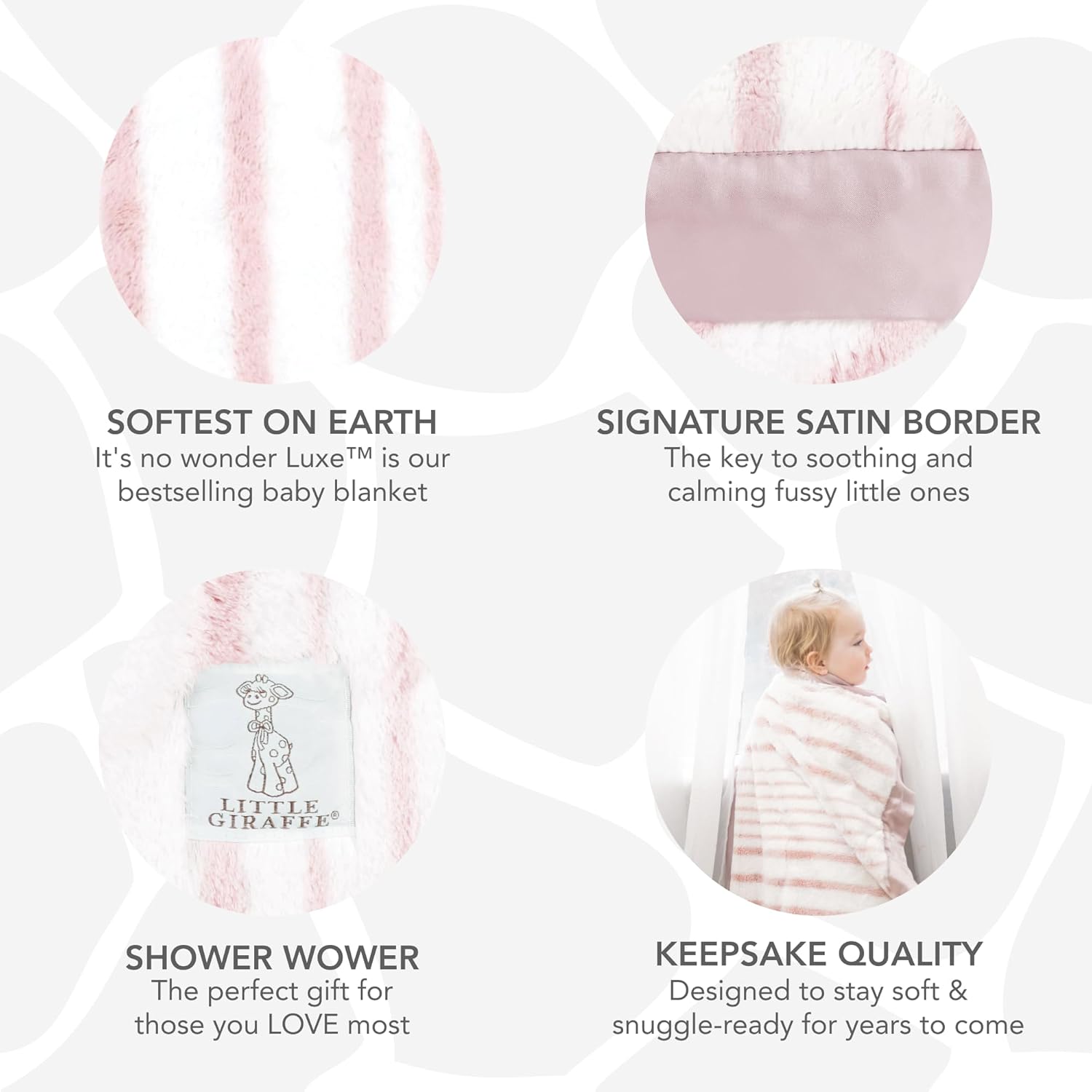 Little Giraffe Baby Blanket - Luxe Soft Blanket with Satin Trim - Baby Stroller Blanket - Newborn