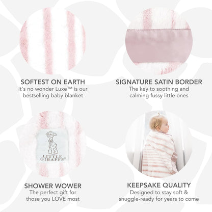 Little Giraffe Baby Blanket - Luxe Soft Blanket with Satin Trim - Baby Stroller Blanket - Newborn