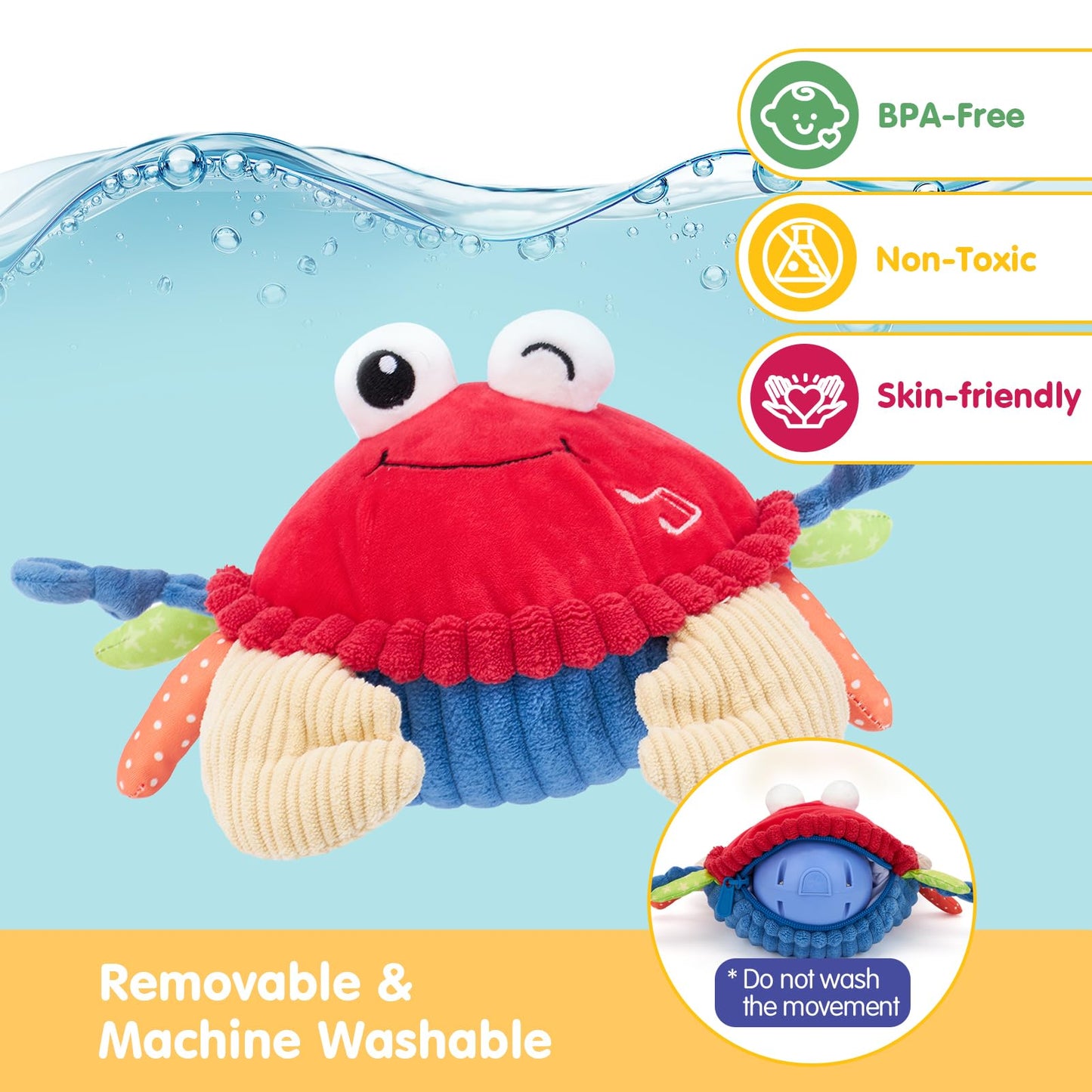 hahaland Baby 6+ Months Tummy Time Musical Bouncing Crab Crawling Toy