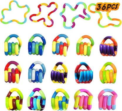 36PCS Random Multicolored Quiet Fidgets Toys for Unique Fidget Experience, Anti Anxiety Sensory Toys Combine into New Shapes,Brain Imagination Tools,Party Supplies
