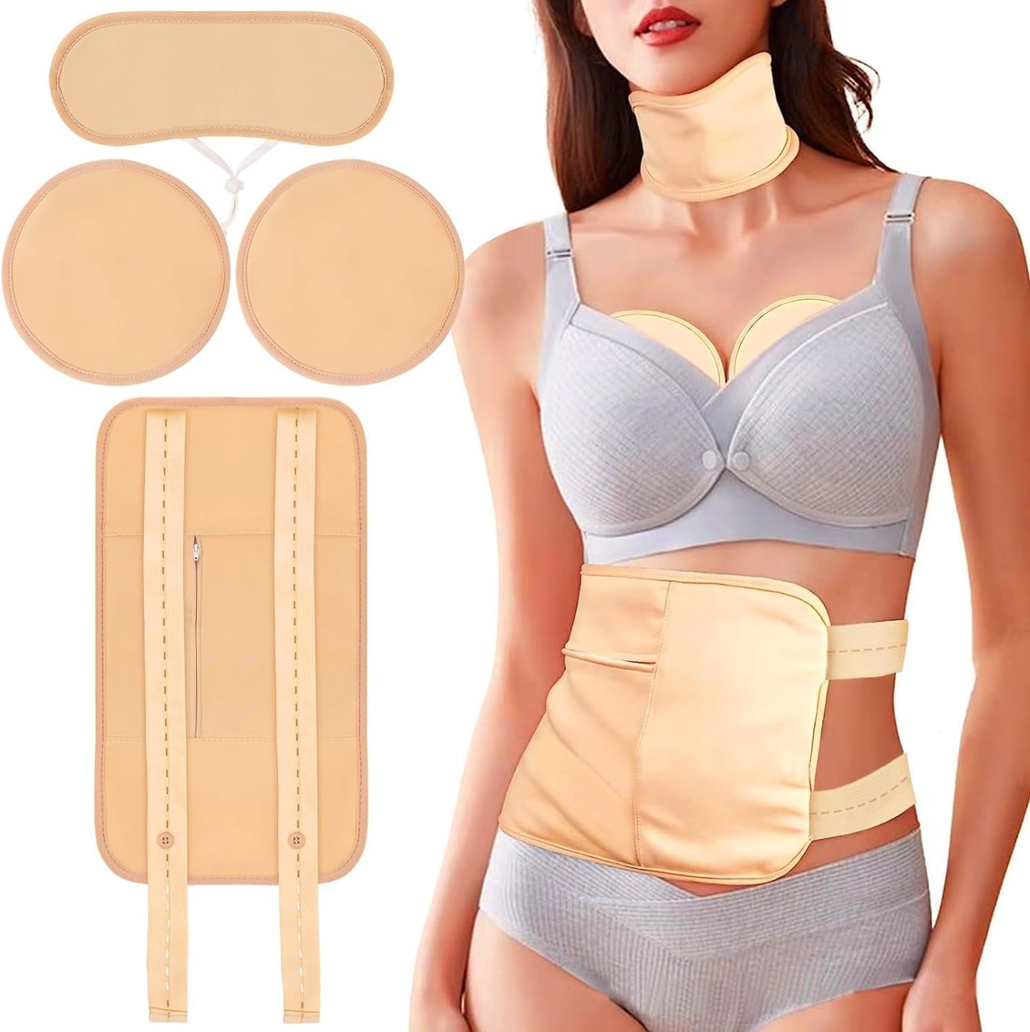4 Pcs Castor Oil Pack Wrap Organic Cotton for Liver Detox, Stomach, Belly, Neck, Breast & Entire