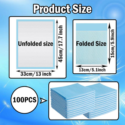100 Pack Disposable Changing Pad,Baby Incontinence Changing Pads,High Absorbent Breathable Underpads,Waterproof Leak Proof Diaper Changing Pad,for Baby Adults Pets Pee Pad,13 x18 in