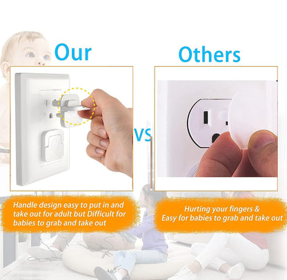 Outlet Covers Baby Proofing Plug - 60 Pack Socket Safety Plug Covers Electrical Outlets Cover Child Proof Protectors for Kids Home Safety 3-Prong Square with Handle Pull White Baby Essentials Items