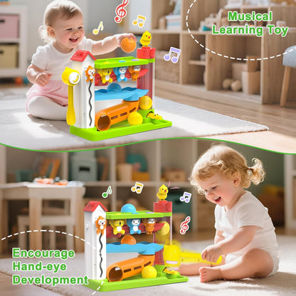 Toddler Musical Toys for 1+ Years Old Boy,Motor Skills Developmental Baby Toy 12-18 Months,Bilingual Toddler Learning Ball Drop Toy， Birthday Gift Toys for 1 2 Year Old Boys & Girls(Green)