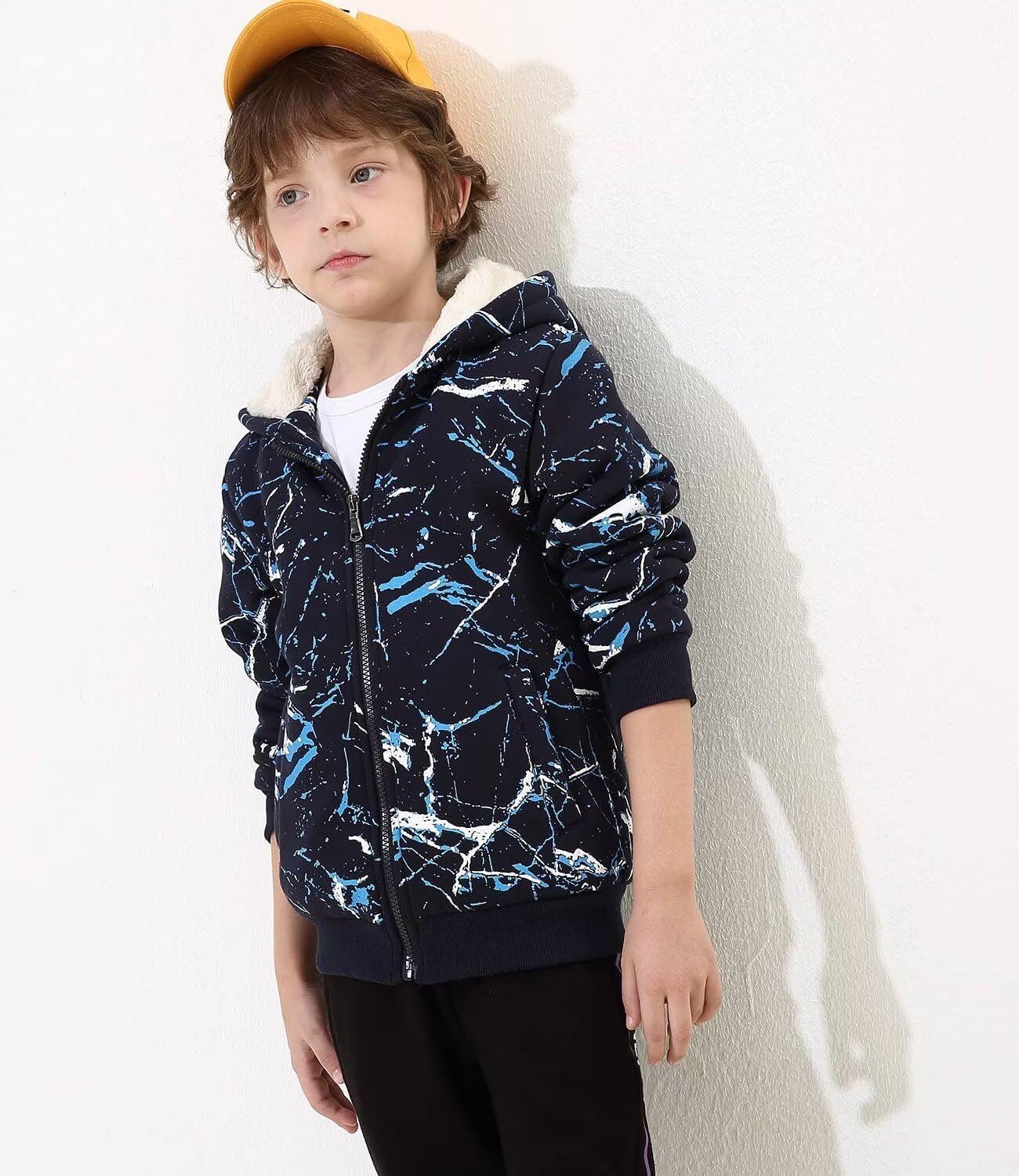 Bumeex Kids Boy's Girl's Sherpa Fleece Lined Jacket Spring Fall Winter Zip up Sweatshirt Hoodie 2-14Y(Toddler/Kid)