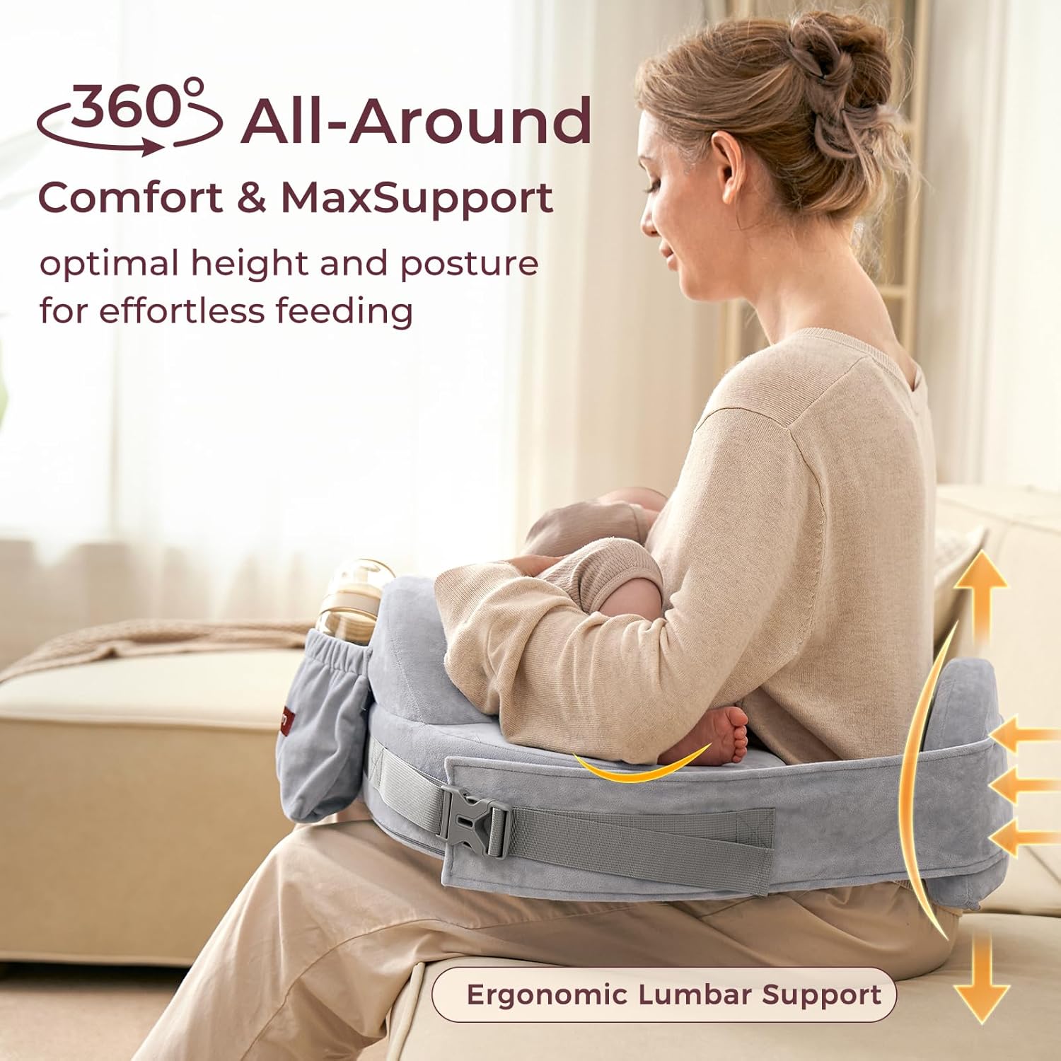 Momcozy CozyPro Nursing Pillow for Breastfeeding - All Around Ergonomic Comfort & Support