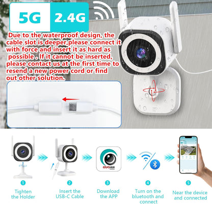 5G Outdoor/Indoor Cameras for Home Security, 1080P Baby Monitor Camera for Pet/Babyroom/Cat/Dog/Nanny/Elder, IP66 Waterproof, 3 Night Vision, Alarm Siren, SD/Cloud