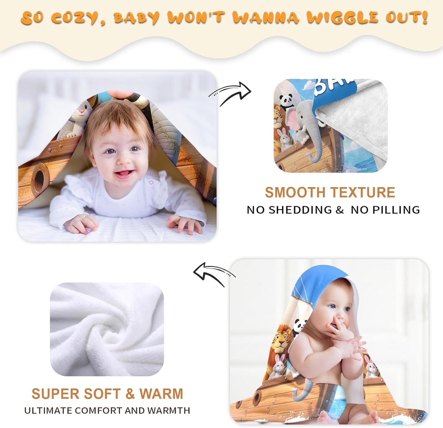 Ship Next Day, Personalized Baby Blanket – Printed in USA, Custom Baby Blanket for Boys & Girls