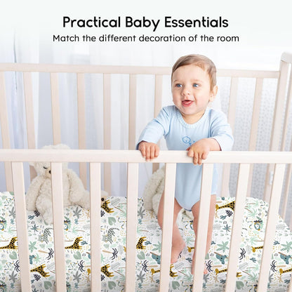 Yoofoss Baby Crib Sheets for Boys Girls, Fitted Crib Sheet 2 Pack for Standard Crib and Toddler