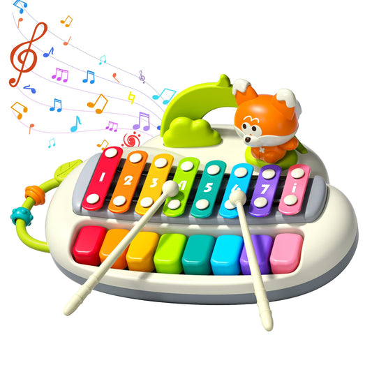 XINSITE 2 in 1 Piano Xylophone,8 Multicolored Key Keyboard Piano.