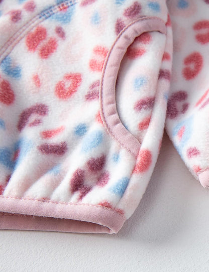Kids Printed Polar Fleece Jacket Toddler Baby Boys Girls Autumn Winter Warm Sherpa Lining Outerwear Soft Lightweight