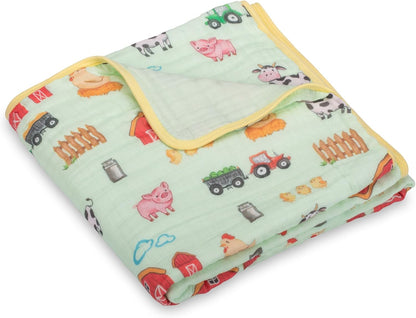 LollyBanks Muslin Baby Blanket 100% Organic Cotton, Muslin Quilt Lightweight, 6 Layers Soft Blanket