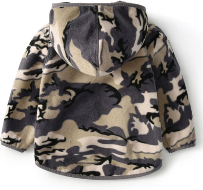 Toddler Printed Polar Fleece hooded Jacket Baby Boys Girls Kids Winter Warm Spring Autumn Outerwear Soft Lightweight