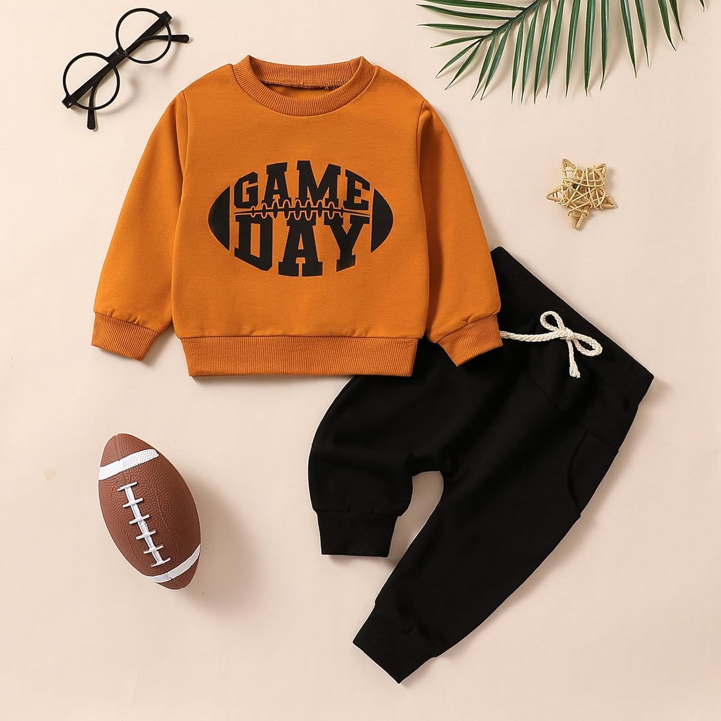 Baby Boy Clothes Fall 6 12 18 24 Months Football Long Sleeve Pullover Tops & Pant Sets Toddler Winter Outfits