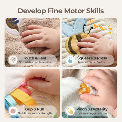 let's make Soft Baby Book, Sensory Crinkle Cloth Books for Babies 0-6 6-12 Months, Animal Tummy