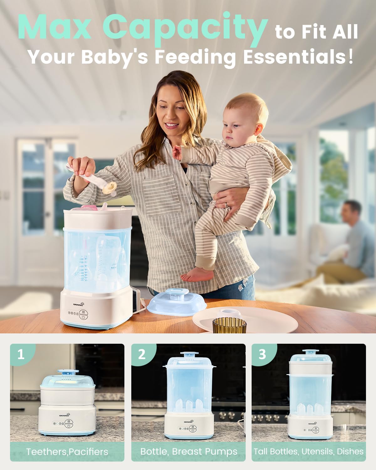 Bottle Sterilizer and Dryer, Compact Electric Steam Baby Bottle Sterilizer (Esterilizador de