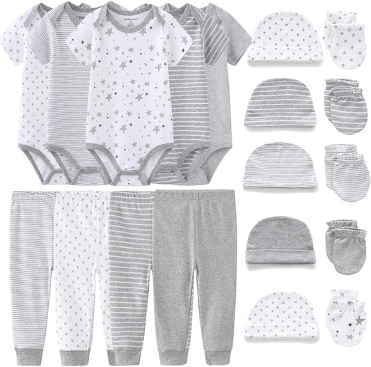 Kiddiezoom Unisex Baby Layette Essentials Giftset Clothing Set 19-Piece For Newborn Baby