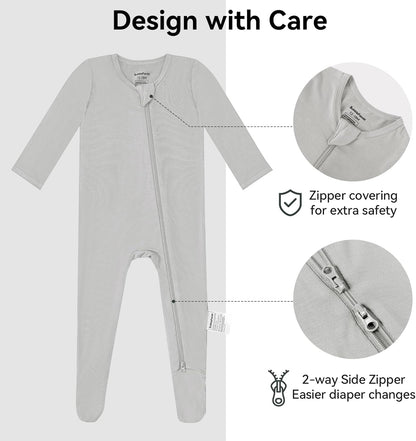 BubblePanda Rayon Made From Bamboo Baby Pajamas Baby Clothes for Boys Girls Unisex Zip-Front Non-Slip Onesie Sleeper
