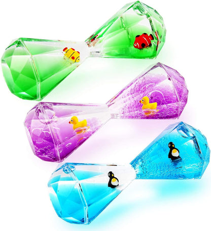 Calming Sensory Toys for Kids with Autism ADHD Anxiety or Special Needs-3 Pack Liquid Motion Bubbler Timers (Style #2)
