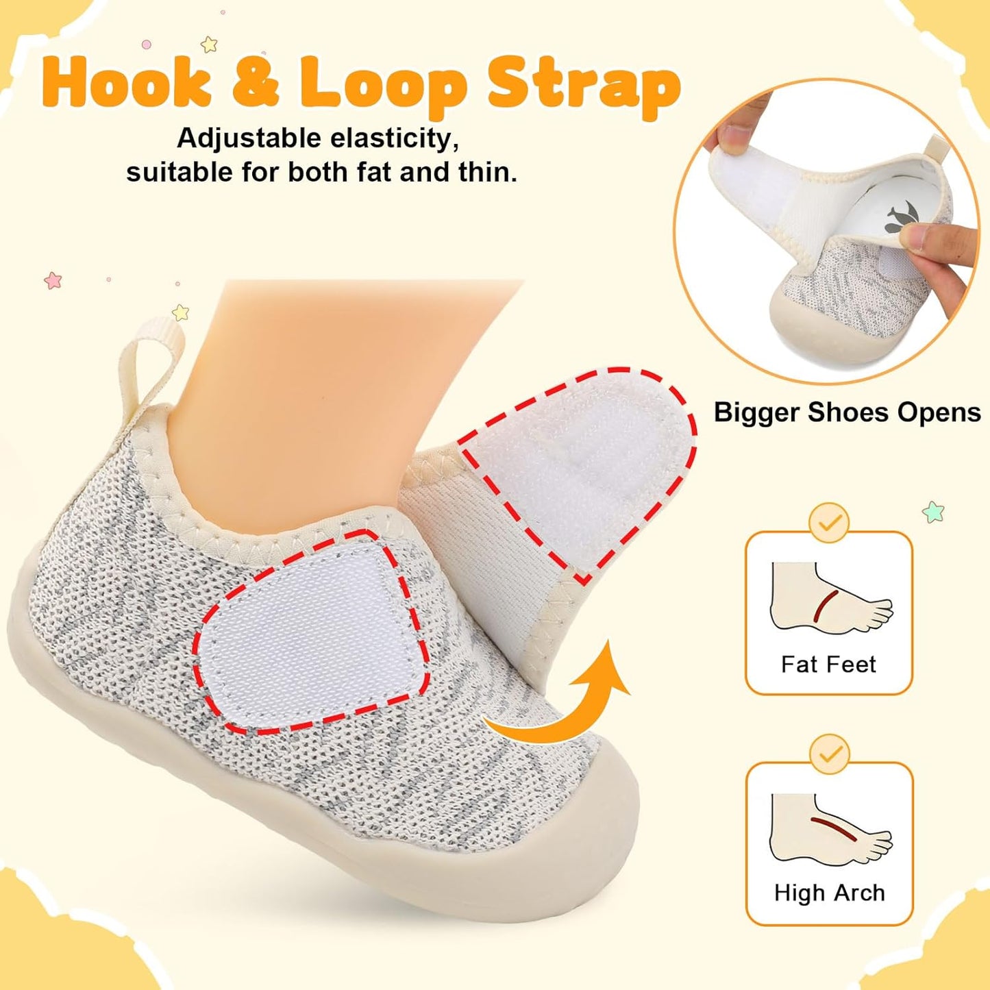 FEETCITY Baby First Walking Shoes Wide Baby Shoes Infant Sneakers Newborn Crib Shoe Barefoot Lightweight Slip On Shoe