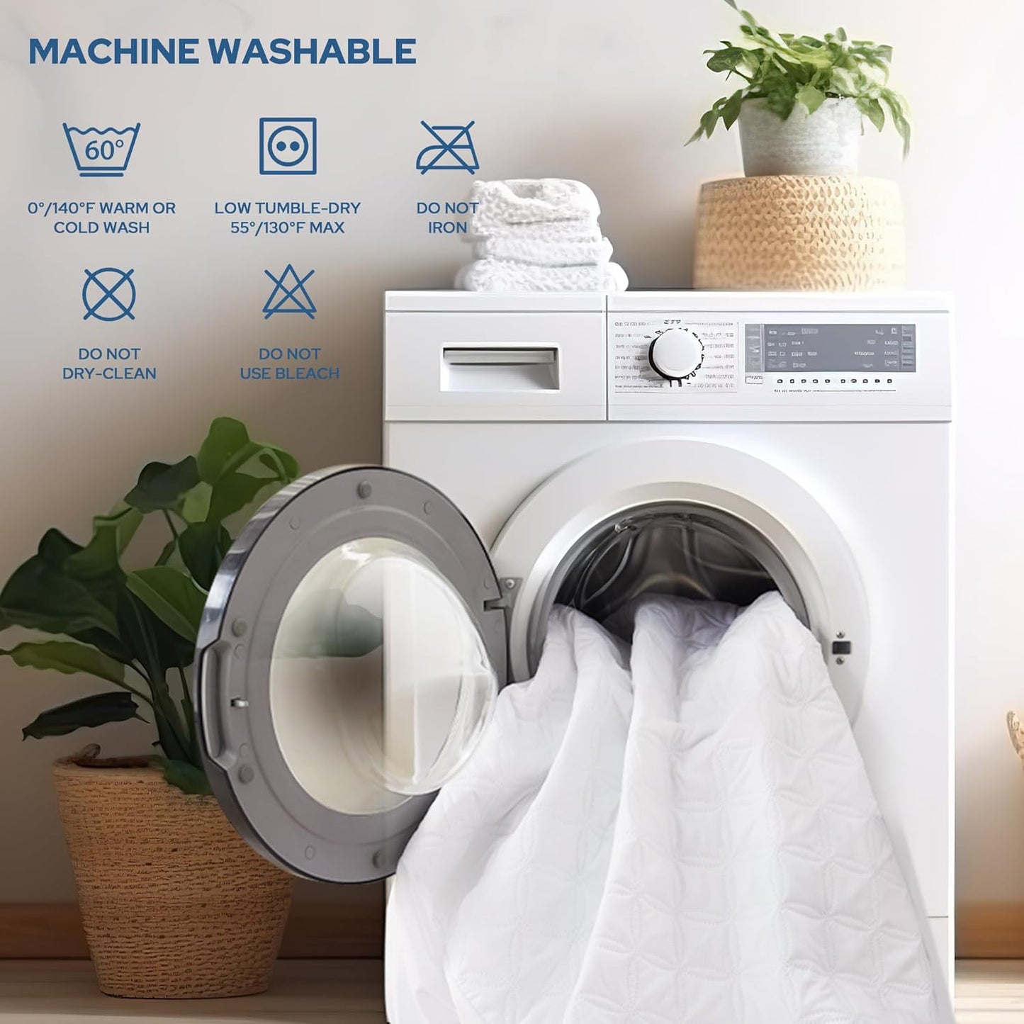 BEDLORE Waterproof Mattress Protector, Twin Size Mattress Pad with Deep Pocket Fitted Up to 6-15 inches, Soft Noiseless Single Bed Mattress Cover for Bedroom, Dorm Room (White)