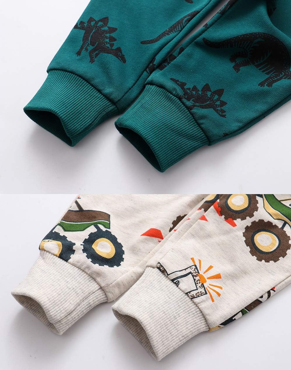 HUAER& Baby Boy's Jogger Pants Dinosaur Car Drawstring Elastic Sweatpants