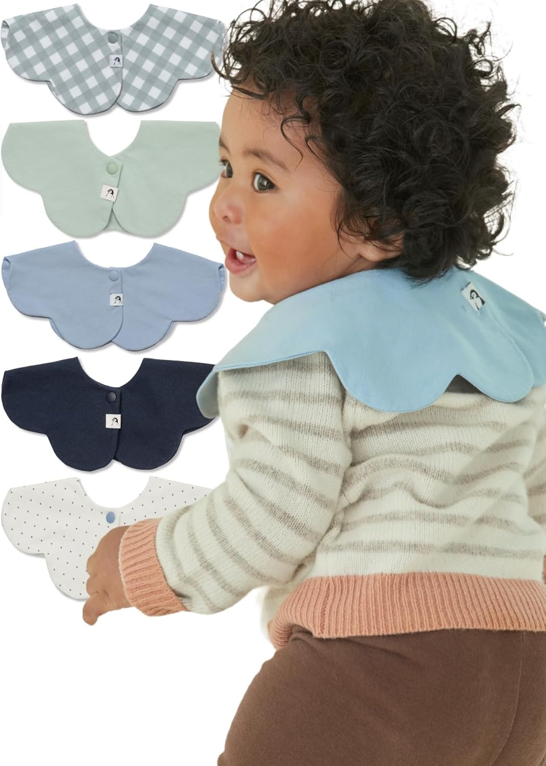 Konny Baby Bibs 5-Pack, 360 ° Rotate, Soft and Absorbent Bandana Drooling for Boys Girls baby Essentials