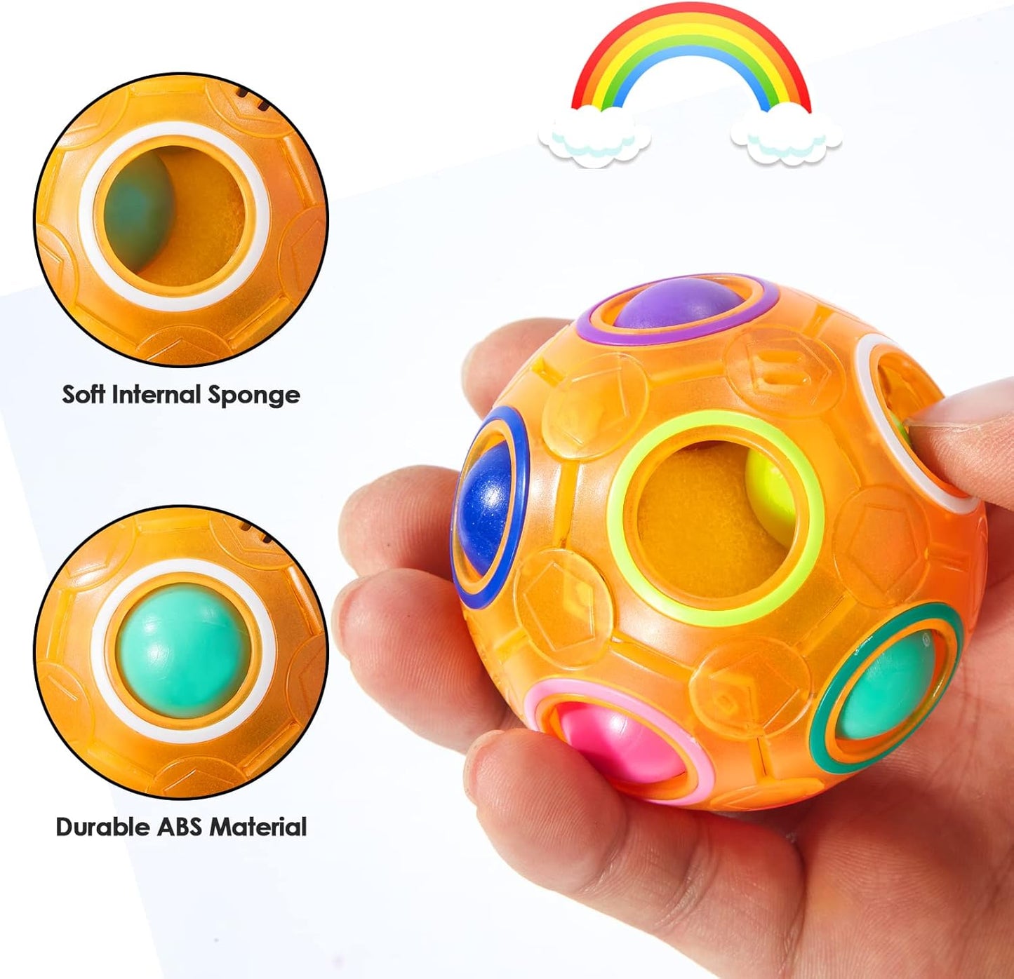 Vdealen Magic Rainbow Puzzle Ball, Fidget Ball Puzzle Brain Teaser Fidget Toy for Boys & Girls- Birthday Party Easter Valentines Day Christmas Stocking Stuffers for Kids Teen & Adults-2 Pack